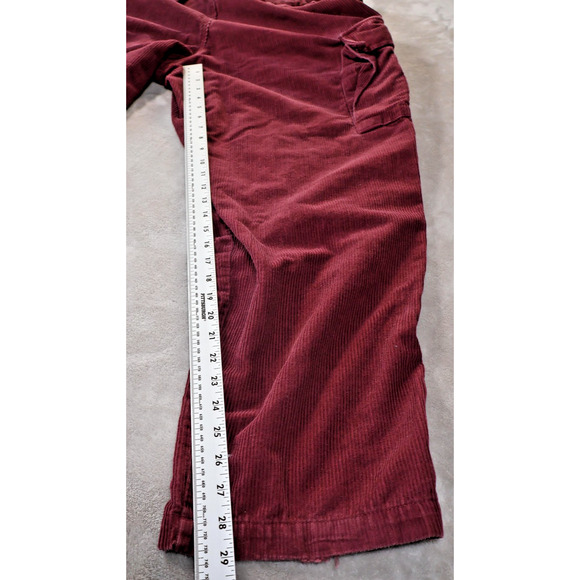 Vans Corduroy Cargo Pants Mens 36 Burgundy Maroon Embroidered Patch Skateboard - Picture 7 of 10
